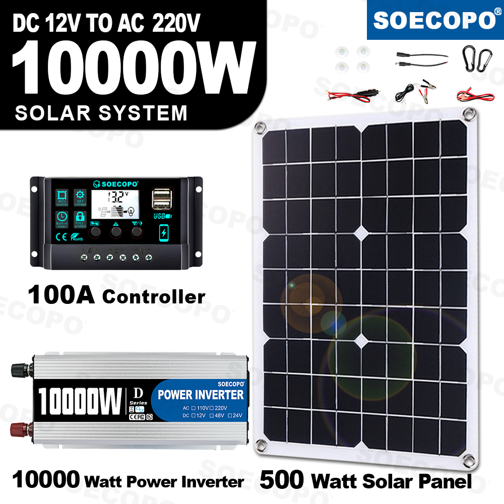 Solar Panel Monocrystalline - 10000W Solar Generator Kit 500W Panel
