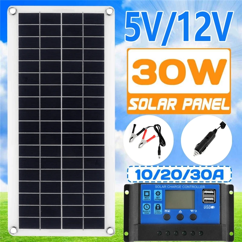 Solar Panel Kit 30W 12V Dual U - Solar Panel Monocrystalline บทวิจารณ์และราคา