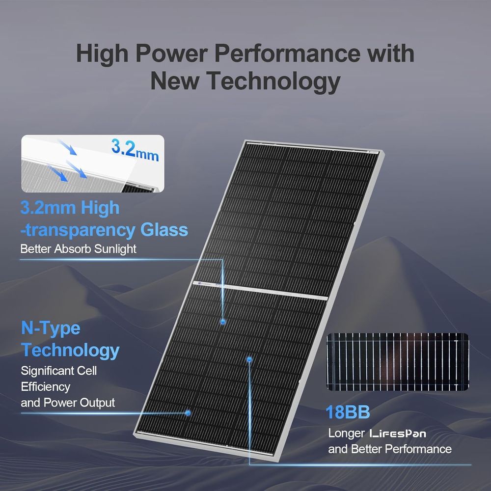 N-Type 18BB Bifacial Solar Pan - Solar Panel Monocrystalline บทวิจารณ์และราคา