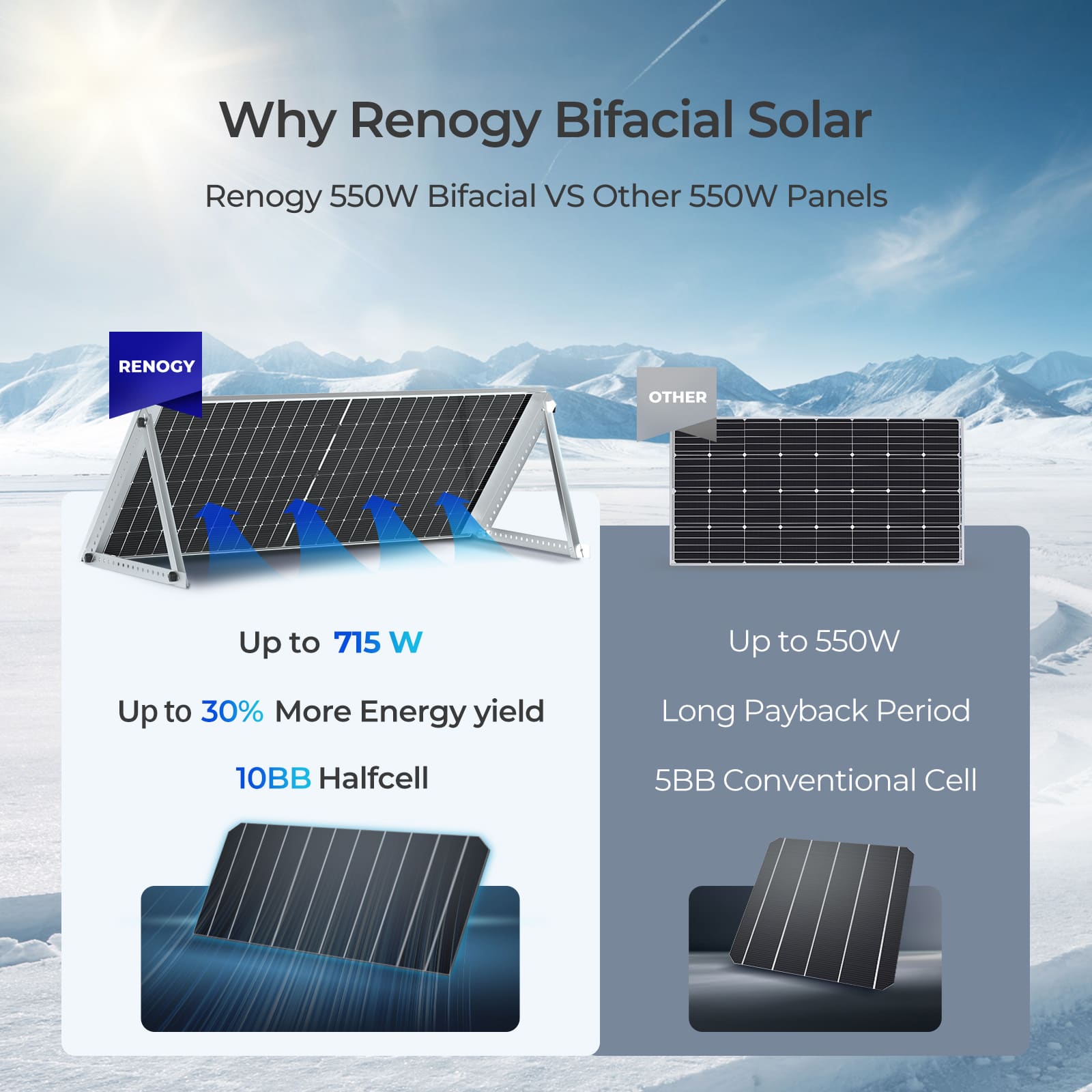 Renogy Bifacial 2pcs 450W/550W - Solar Panel Monocrystalline บทวิจารณ์และราคา